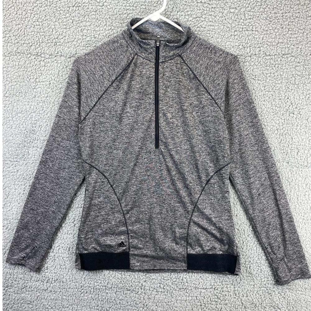 Adidas Pullover 1/4 Zip Space Dye Women's Medium Grey Running Gym Athleisure Top